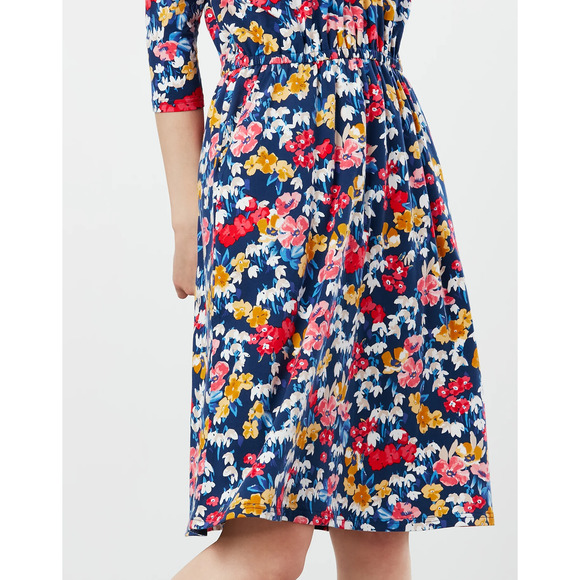 Joules Vibrant Blue Floral Midi Dress - Picture 3 of 16